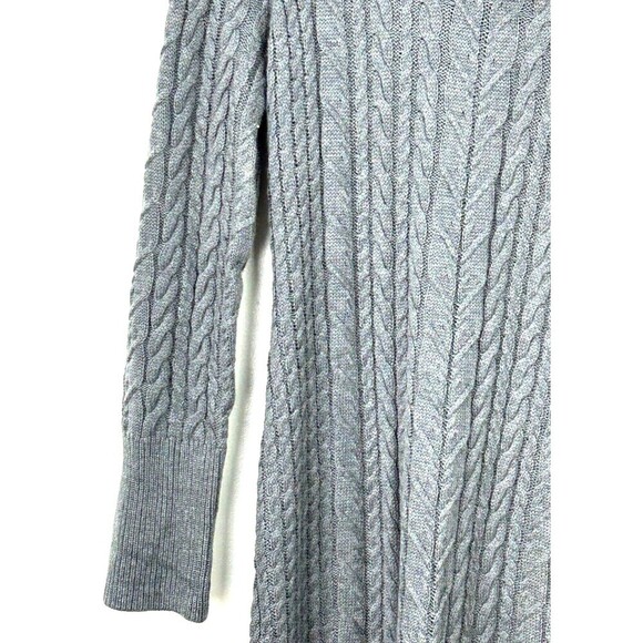 Tahari Women Size L Sweater Dress Storm Gray Cable Knit Cowl Neck Midi Sheath T3 - Picture 8 of 12